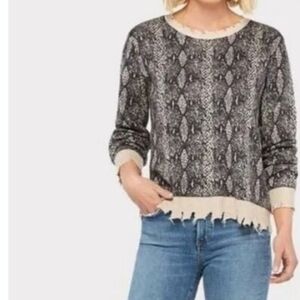 Fate Snakeskin Print Distressed Sweater